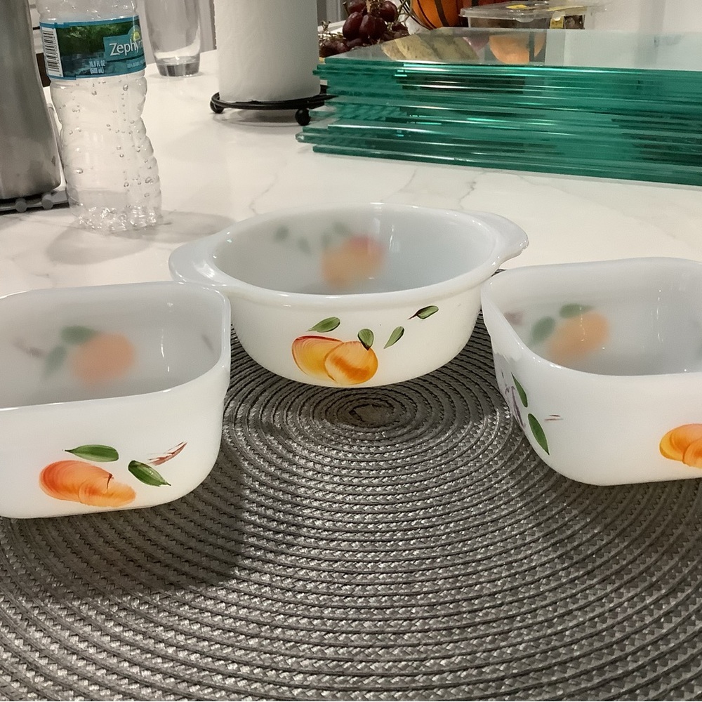 Fire King Oven Ware Refrigerator Dishes - NO LIDS 3 pieces